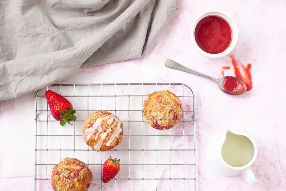 Eggless Strawberry Swirl Muffin