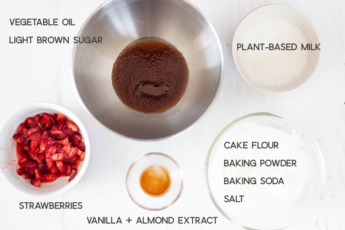 ingredients for vegan strawberry muffins