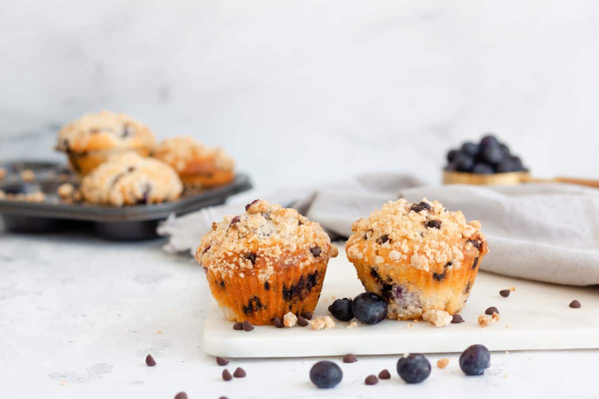 Two Chocolate Chip Blueberry Muffins