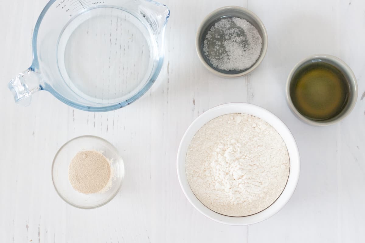 ingredients for homemade pizza base
