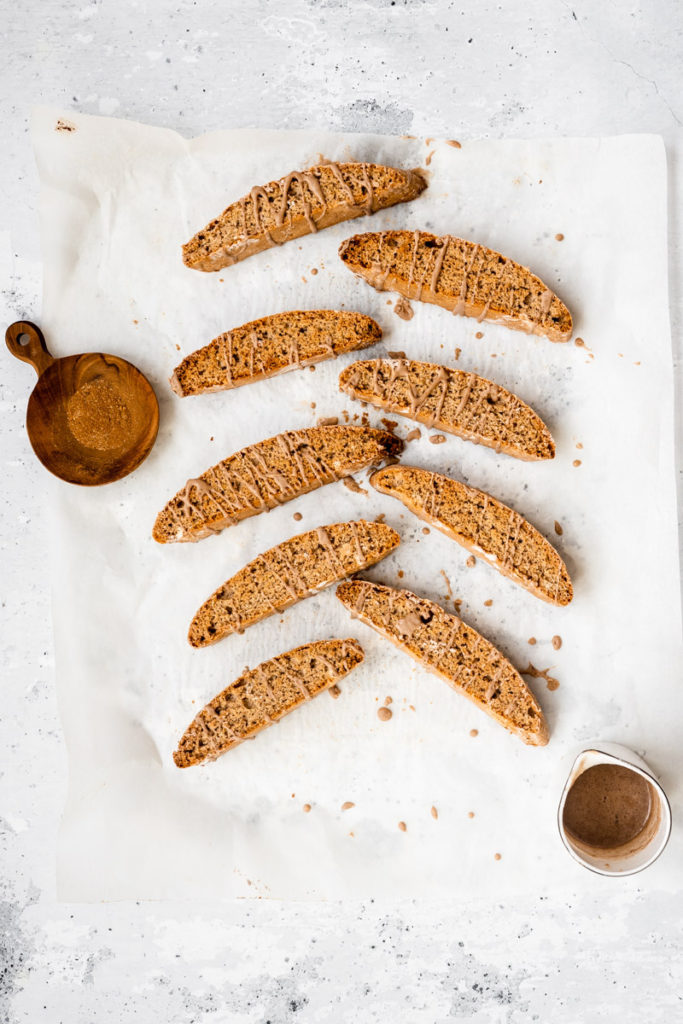 spiced chai biscotti on parchment paper