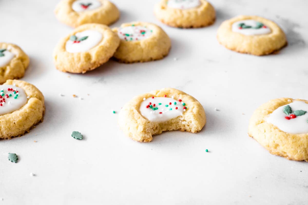 christmas themed Iced Thumbprint Cookies