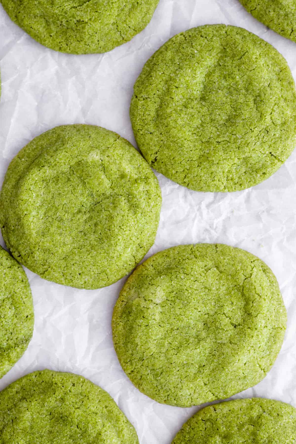 matcha cookies on a white background.